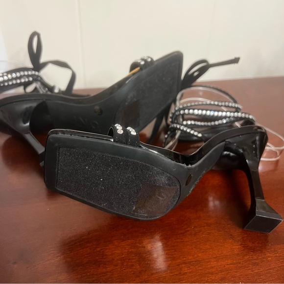 NWOT INC international Concepts Bradki sandals Rhinestone Square Toe Lace up 5.5 - Picture 9 of 10